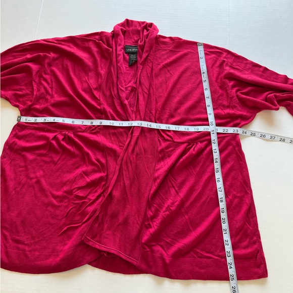 Lane Bryant Women’s Pink Open Front Drape  3/4 Sleeves Knit Cardigan Sweater - Picture 11 of 15